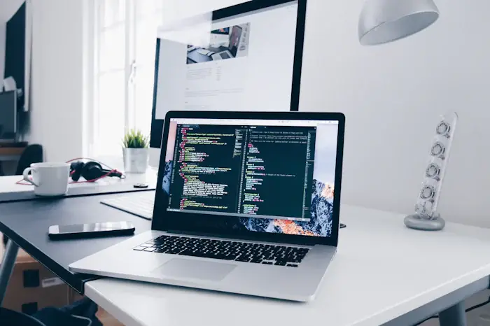 Website development workspace with responsive web design